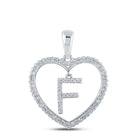 10kt White Gold Diamond Heart Initial Pendant - Personalized Elegance and Sparkling Brilliance - Splendid Jewellery