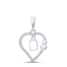 10kt White Gold Diamond Heart Initial Pendant - Personalized Love Letter Necklace - Splendid Jewellery