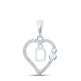 10kt White Gold Diamond Heart Initial Pendant - Personalized Love Letter Necklace - Splendid Jewellery