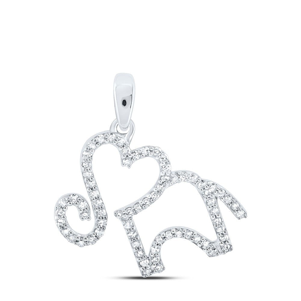 10kt White Gold Diamond Heart & Love Elephant Pendant - Splendid Jewellery