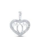 10kt White Gold Diamond Heart & Love Mom Pendant - Splendid Jewellery