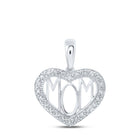 10kt White Gold Diamond Heart & Love Mom Pendant - Splendid Jewellery