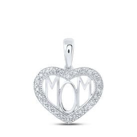 10kt White Gold Diamond Heart & Love Mom Pendant - Splendid Jewellery