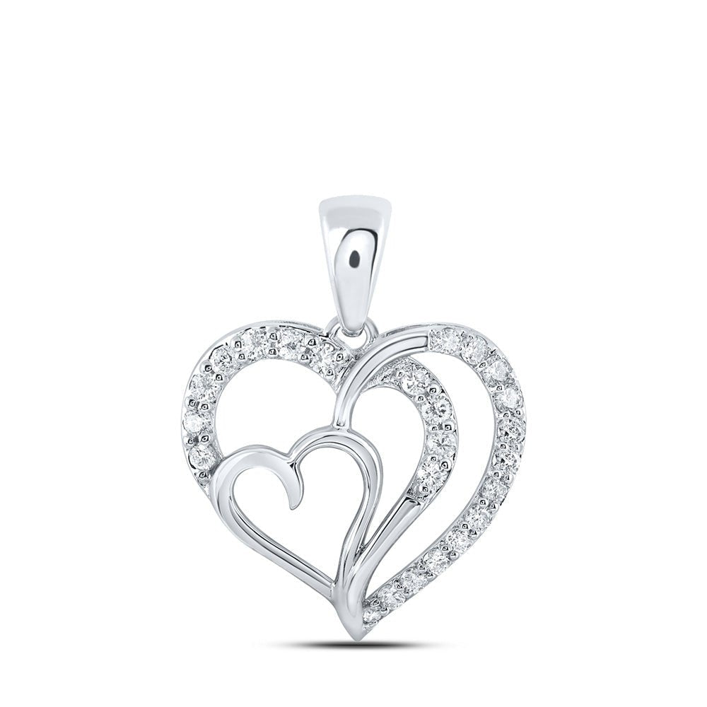 10kt White Gold Diamond Heart & Love Symbol Pendant - Splendid Jewellery