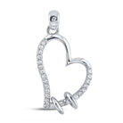 10kt White Gold Diamond Heart & Love Symbol Pendant - Splendid Jewellery