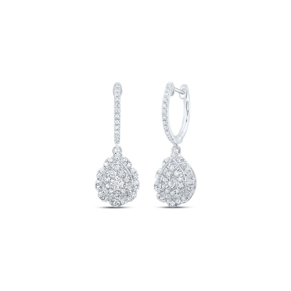 10kt White Gold Diamond Hoop Dangle Earrings: Timeless Elegance and Sparkling Brilliance - Splendid Jewellery