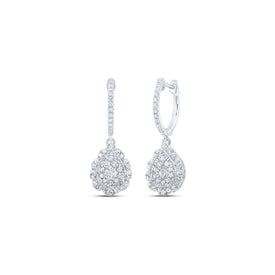 10kt White Gold Diamond Hoop Dangle Earrings: Timeless Elegance and Sparkling Brilliance - Splendid Jewellery