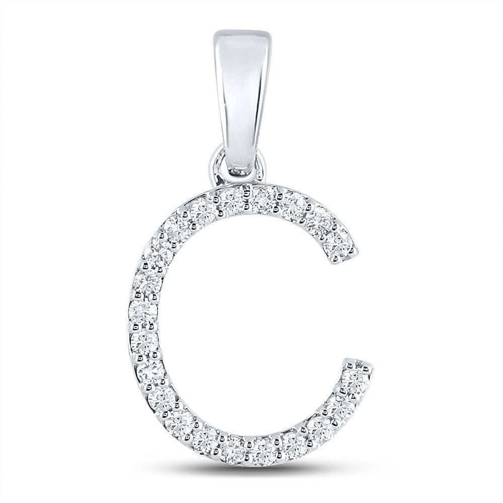 10kt White Gold Diamond Initial C Pendant - Personalized Elegance and Sparkling Brilliance - Splendid Jewellery