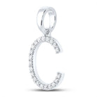 10kt White Gold Diamond Initial C Pendant - Personalized Elegance and Sparkling Brilliance - Splendid Jewellery