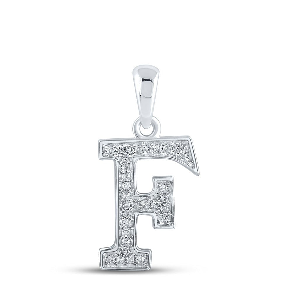 10kt White Gold Diamond Initial F Letter Pendant - Elegant and Personalized Jewelry Piece - Splendid Jewellery