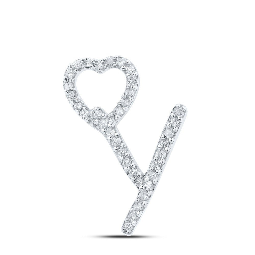 10kt White Gold Diamond Initial Heart Pendant - Personalized Jewelry for Her - Splendid Jewellery