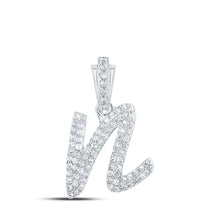 Load image into Gallery viewer, 10kt White Gold Diamond Initial Pendant: Elegant N Cursive Letter Necklace - Splendid Jewellery