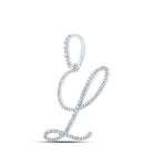 10kt White Gold Diamond Initial Pendant | Personalized Letter Necklace with Round Diamonds - Splendid Jewellery