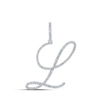 10kt White Gold Diamond Initial Pendant | Personalized Letter Necklace with Round Diamonds - Splendid Jewellery