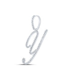 10kt White Gold Diamond Initial Pendant | Radiant Round Diamond Y Letter Pendant 1/2 Cttw | Splendid Jewellery - Splendid Jewellery