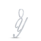10kt White Gold Diamond Initial Pendant | Radiant Round Diamond Y Letter Pendant 1/2 Cttw | Splendid Jewellery - Splendid Jewellery