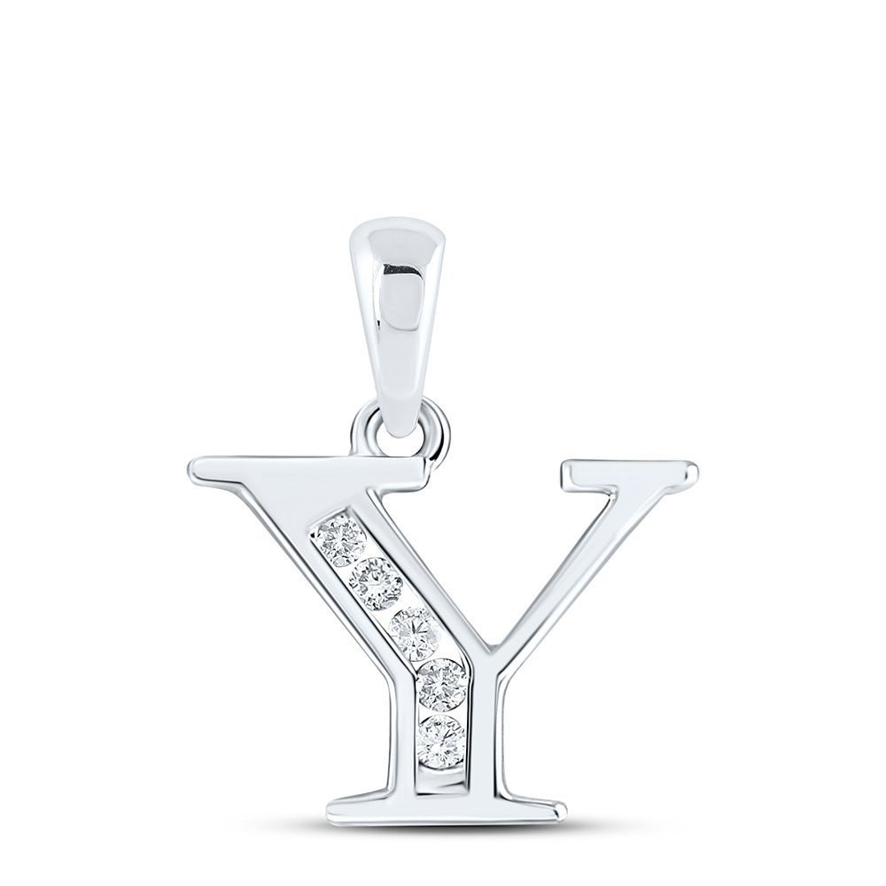 10kt White Gold Diamond Initial Pendant - Sparkling Letter "Y" Necklace - Splendid Jewellery