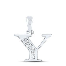10kt White Gold Diamond Initial Pendant - Sparkling Letter 