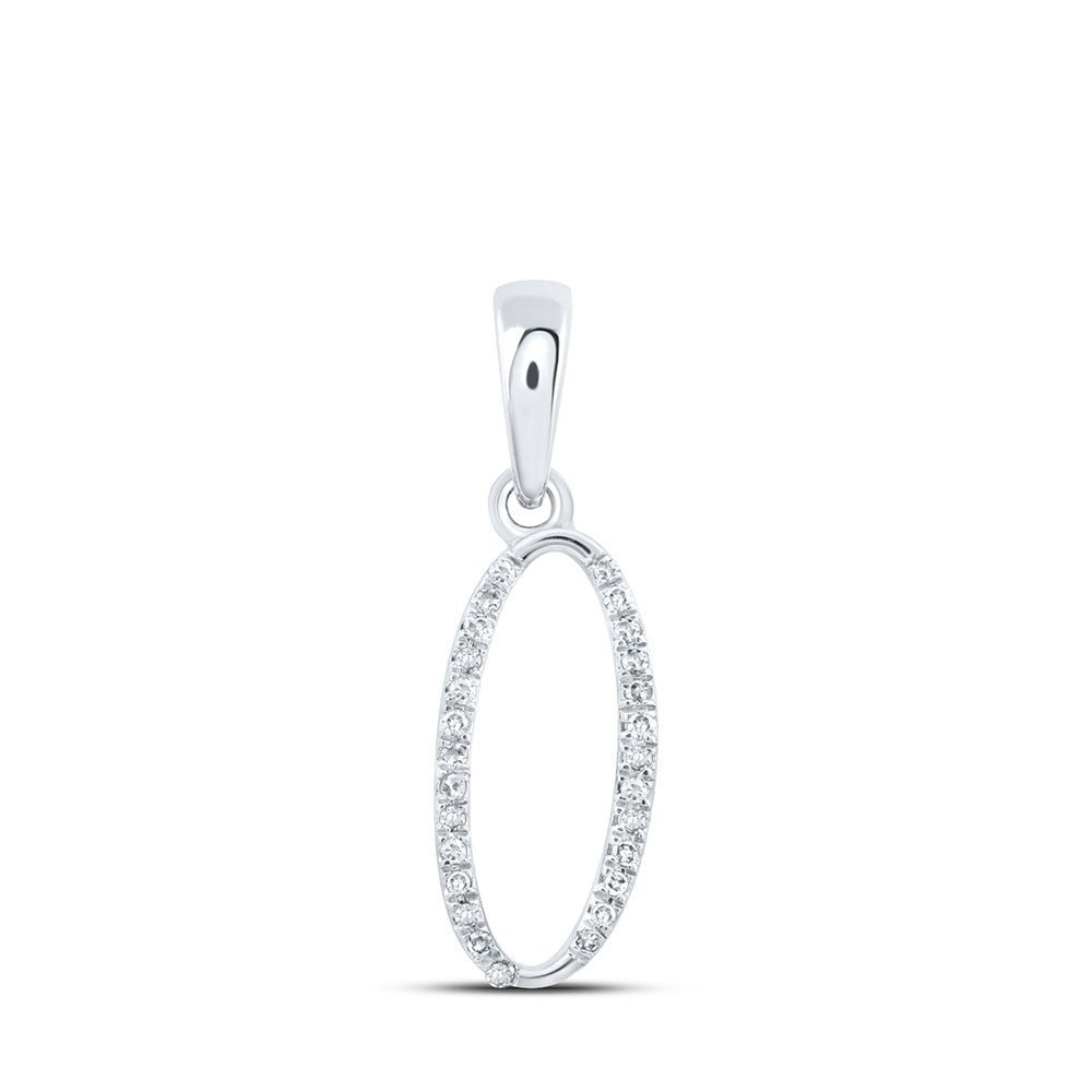 10kt White Gold Diamond Initial Pendant - Stunning Round "O" Letter Necklace - Splendid Jewellery