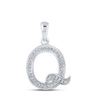10kt White Gold Diamond Initial Q Pendant - Personalized Elegance - Splendid Jewellery