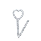 10kt White Gold Diamond Initial V Heart Pendant - Personalized Symbol of Love - Splendid Jewellery