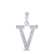 Load image into Gallery viewer, 10kt White Gold Diamond Initial V Letter Pendant: A Personalized Symbol of Elegance and Love - Splendid Jewellery