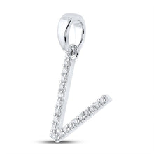 Load image into Gallery viewer, 10kt White Gold Diamond Initial V Pendant - A Radiant Expression of Elegance and Individuality - Splendid Jewellery