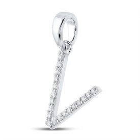 10kt White Gold Diamond Initial V Pendant - A Radiant Expression of Elegance and Individuality - Splendid Jewellery