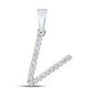 10kt White Gold Diamond Initial V Pendant - A Radiant Expression of Elegance and Individuality - Splendid Jewellery