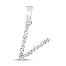 Load image into Gallery viewer, 10kt White Gold Diamond Initial V Pendant - A Radiant Expression of Elegance and Individuality - Splendid Jewellery
