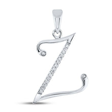 Load image into Gallery viewer, 10kt White Gold Diamond Initial Z Letter Pendant: A Symbol of Uniqueness and Elegance Top view from the 10Kt White Gold Womens Round Diamond Initial Z Letter Pendant 1 12 Cttwpin282020 collection by Splendid Jewellery