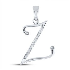 10kt White Gold Diamond Initial Z Letter Pendant: A Symbol of Uniqueness and Elegance Top view from the 10Kt White Gold Womens Round Diamond Initial Z Letter Pendant 1 12 Cttwpin282020 collection by Splendid Jewellery