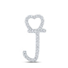 10kt White Gold Diamond J Heart Initial Pendant | Personalized Letter Necklace with Sparkling Diamonds - Splendid Jewellery
