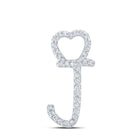 10kt White Gold Diamond J Heart Initial Pendant | Personalized Letter Necklace with Sparkling Diamonds - Splendid Jewellery
