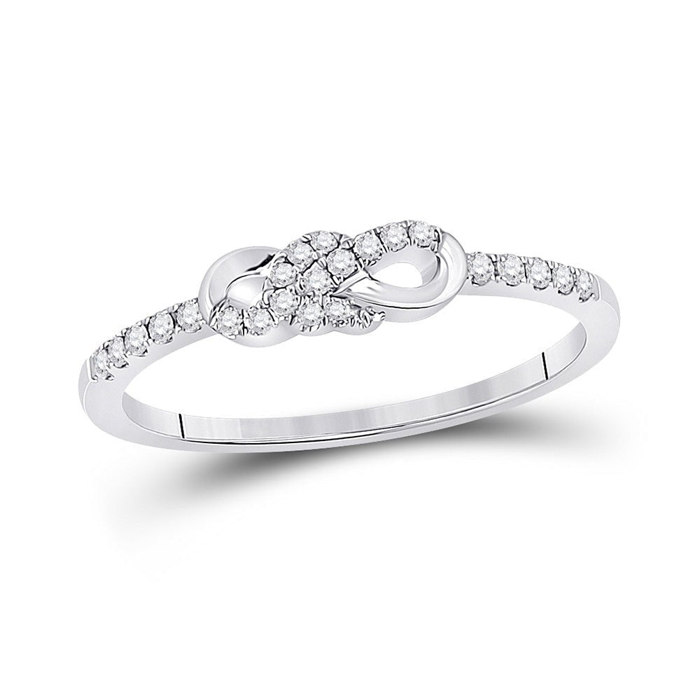 10kt White Gold Diamond Knot Stackable Band Ring - A Touch of Elegance and Versatility - Splendid Jewellery