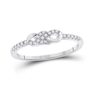 10kt White Gold Diamond Knot Stackable Band Ring - A Touch of Elegance and Versatility - Splendid Jewellery