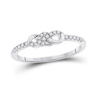 10kt White Gold Diamond Knot Stackable Band Ring - A Touch of Elegance and Versatility - Splendid Jewellery