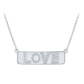 10kt White Gold Diamond Love Bar Pendant Necklace - Mesmerizing Brilliance and Timeless Elegance - Splendid Jewellery