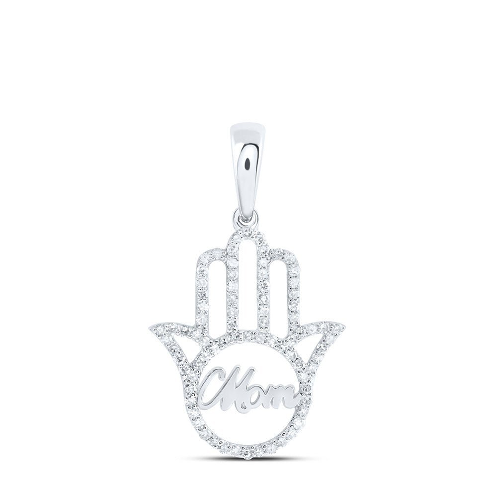 10kt White Gold Diamond Mom Hamsa Pendant: A Radiant Symbol of Love and Protection - Splendid Jewellery