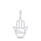 10kt White Gold Diamond Mom Hamsa Pendant: A Radiant Symbol of Love and Protection - Splendid Jewellery