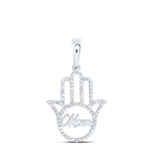 Load image into Gallery viewer, 10kt White Gold Diamond Mom Hamsa Pendant: A Radiant Symbol of Love and Protection - Splendid Jewellery