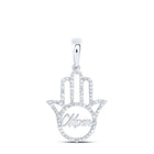 10kt White Gold Diamond Mom Hamsa Pendant: A Radiant Symbol of Love and Protection - Splendid Jewellery