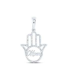 10kt White Gold Diamond Mom Hamsa Pendant: A Radiant Symbol of Love and Protection - Splendid Jewellery