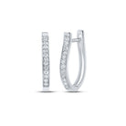 10kt White Gold Diamond Oblong Hoop Earrings - Timeless Elegance in Motion - Splendid Jewellery