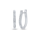 10kt White Gold Diamond Oblong Hoop Earrings - Timeless Elegance in Motion - Splendid Jewellery