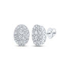 10kt White Gold Diamond Oval Cluster Earrings: Timeless Elegance and Mesmerizing Brilliance - Splendid Jewellery