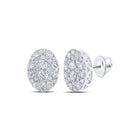 10kt White Gold Diamond Oval Cluster Earrings: Timeless Elegance and Mesmerizing Brilliance - Splendid Jewellery
