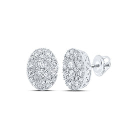 10kt White Gold Diamond Oval Cluster Earrings: Timeless Elegance and Mesmerizing Brilliance - Splendid Jewellery