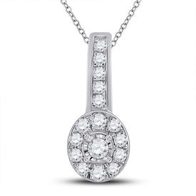 10kt White Gold Diamond Oval Pendant - A Radiant Masterpiece of Elegance - Splendid Jewellery