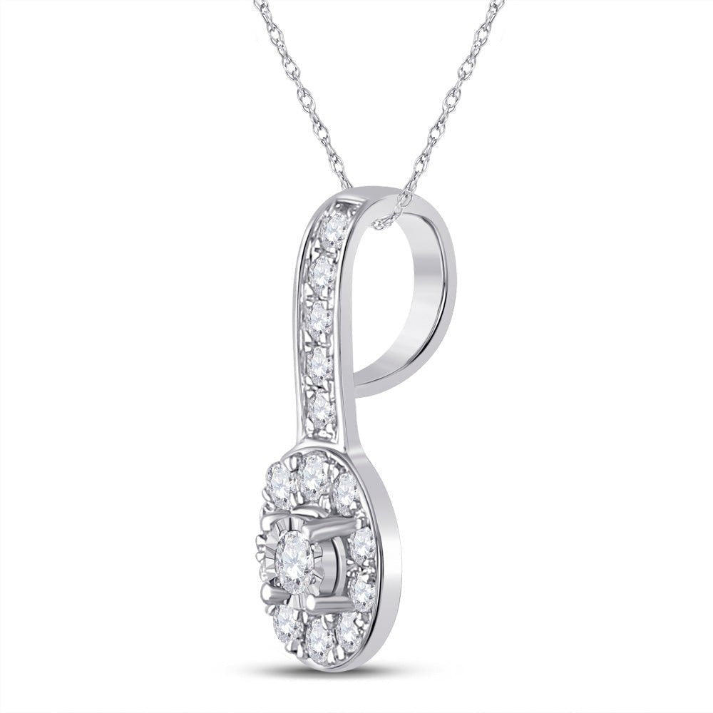 10kt White Gold Diamond Oval Pendant - A Radiant Masterpiece of Elegance - Splendid Jewellery
